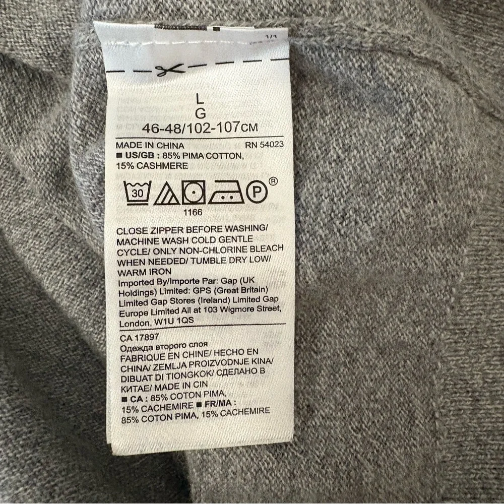 BANANA REPUBLIC Men Lg Pima Cotton Cashmere Blend Grey 1/4 Zip Sweater Normcore